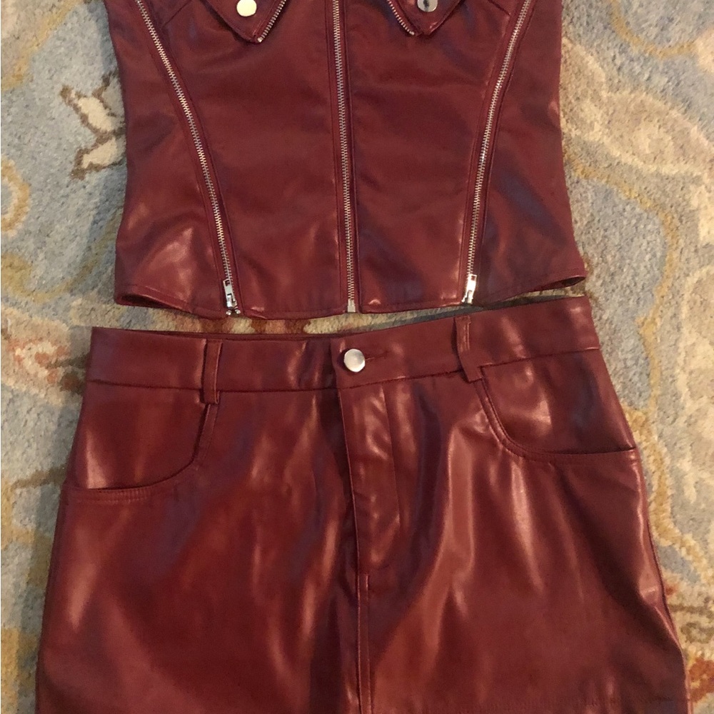 Edikted Burgundy Faux Leather Set
